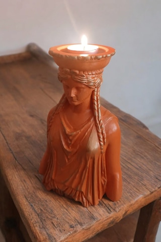 Dekoratif Masa Üstü Karyadit Kızı Hediyeli Bacasız Şömine Turuncu