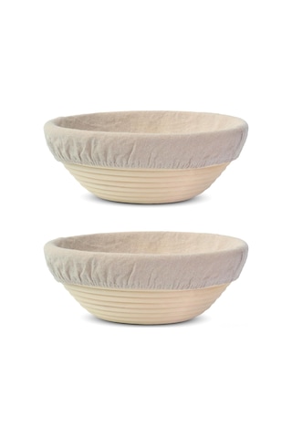 Reedark 2'li 10 İnç Endonezya Doğal Rattan El Yapımı Mayalanma Sepeti Seti - Keten Döşeme İçeren Ekmek Fermentasyon Sepetleri Bej