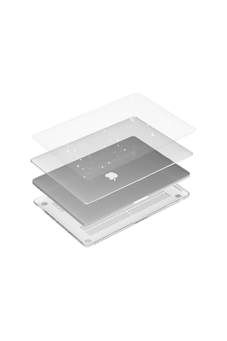 Arabulalaca Apple Uyumlu MacBook Pro 14 A2779 2023 Parlak Simli Şeffaf Kılıf