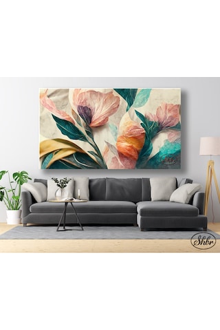 Tekli Yatay Kanvas Tablo, Pastel Renklerde Çiçek, Hd Digital Baskı, Dekoratif Kanvas Duvar Tablosu