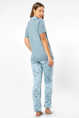 Türen 3376 Kadın Kısa Kollu Gömlek Pijama Takım-mavi Mavi