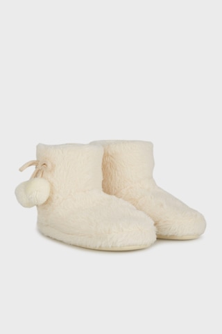 Lela Yumuşak Dokulu Peluş Ponponlu Bayan Panduf 6722003 Ekru