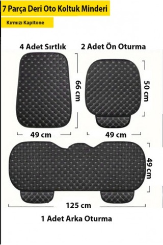 Araba Koltuk Minderi Her Araca Uyumlu 7 Parça Siyah Dikiş Minder Beyaz