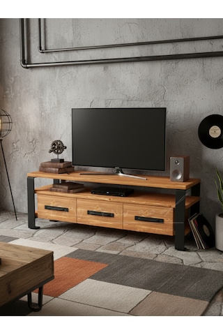 Raweyn Sea Doğal Ahşap Tv Ünitesi - 140cm Açık Ceviz