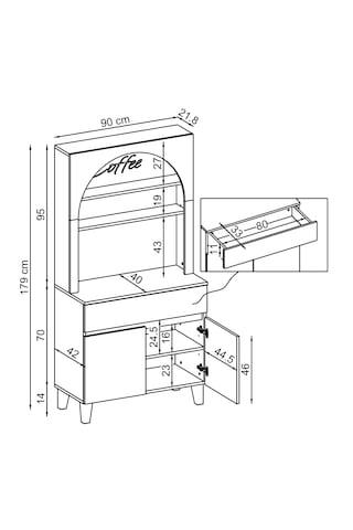 Venedik Kahve Köşesi, Çok Amaçlı Dolap, 2 Kapaklı 1 Çekmeceli Dlp