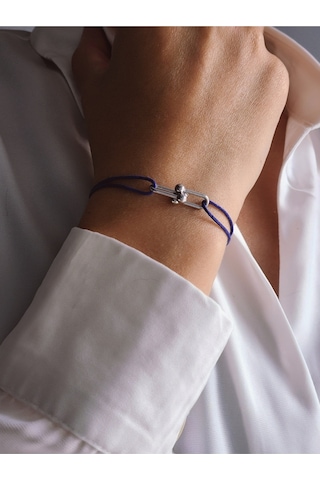 Tiffany Model Deri İpli El Yapımı Silver Mavi Renkli Bileklik Mavi