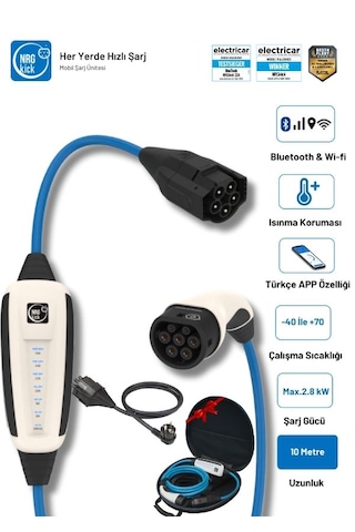 Çantalı Başlangıç Set 16a 11kw 10 Metre Ac Mobil Elektrikli Araç Şarj Istasyonu Ev Prizli Wallbox 11 Kw