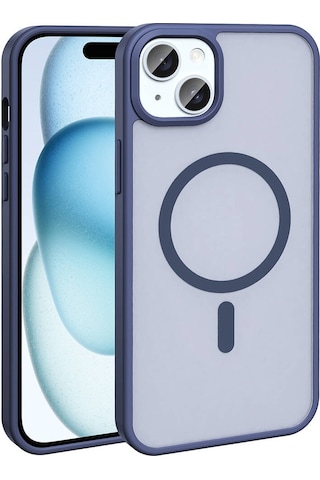 Effox Apple Uyumlu iPhone 15 Kılıf Magsafe Şarj Özellikli Mat Arka Yüzey Sio Kapak-lacivert Lacivert