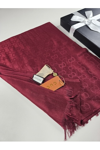 Miorel Scarfs G Desen Çift Taraflı Kaşmir İpek Şal 4 Mevsim Soft Pamuklu Şal Bordo