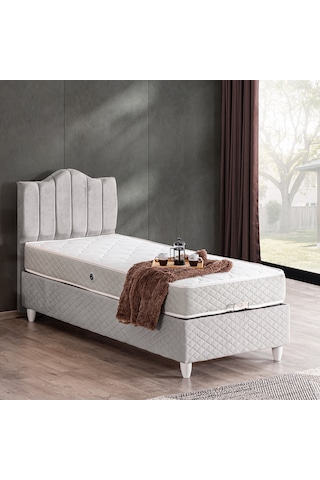 Trend Tek Kişilik Baza Başlık Letto Yatak Seti Gri 90 x 200