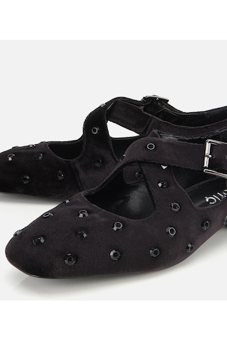 Hotiç Kadın Siyah Kadife Taşlı Çapraz Bantlı Babet 01ayh314680a100 01ayh314680a100 Siyah