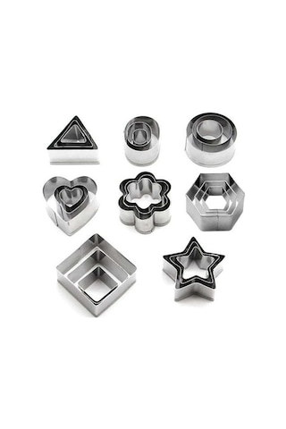 Kangvka 24'lü Paslanmaz Çelik Pasta Kurabiye Kalıbı Seti - Dıy Fırın Aletleri, Çeşitli Boyutlar, Tekrarlı Kullanım, Dayanıklı Gümüş