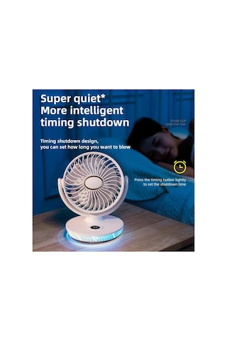 Şarjlı Masaüstü Mini Klima Serinletici Fan Rgb Led Işıklı Vantilatör Askılı Fan