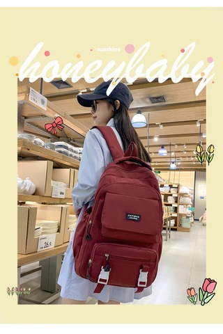 2023 Yeni Kore Modası Küçük Ortaokul Ve Lise Öğrencileri Okul Çantası-kırmızı