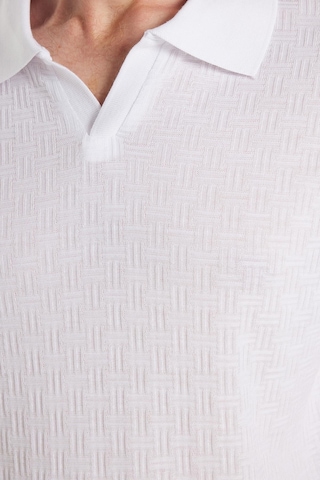 Tudors Erkek Slim Fit Dar Kesim Viskon Kumaş Desenli Düz Pike Düğmesiz Beyaz Polo Yaka Tişört-34763 Beyaz