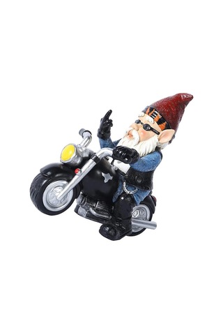 Ev Dekorasyonu İçin Bahçe Gnome Heykeli - Oturma Odası, Yatak Odası Veya Masa Sanatı İçin Eşsiz Biker Teması