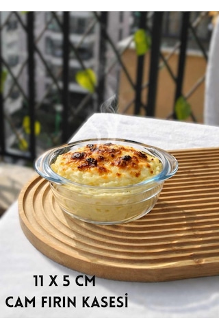 1 Adet Cam Fırın Kasesi Borline Meze Tabağı Yuvarlak Kase 11x5 Cm Şeffaf