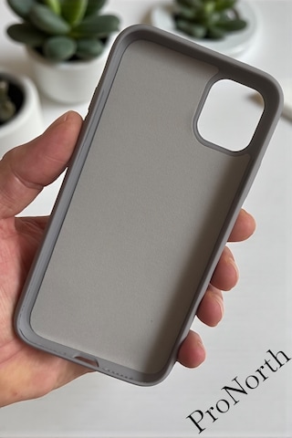 Iphone 13-14 Uyumlu Kılıf Logolu Lansman Soft Yumuşak Içi Kadife Silikon Kapak Gri