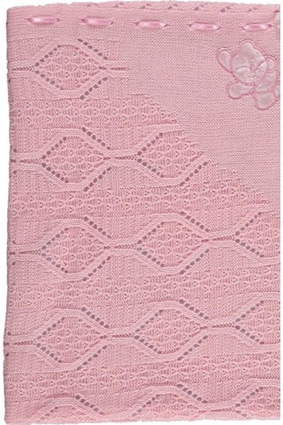 Triko Bebek Battaniye Leylek Nakış Astarlı Yenidoğan Bebek Battan Pembe