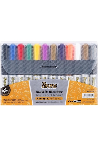 Brons Akrilik Marker Kalem 12'li