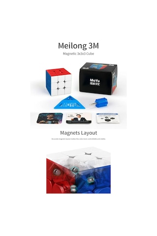 Moyu Meilong 3x3 Manyetik Bloklar 3m - Mıknatıslı Standlı Tornavidalı Stickersız Akıl Zeka Rübik Küp