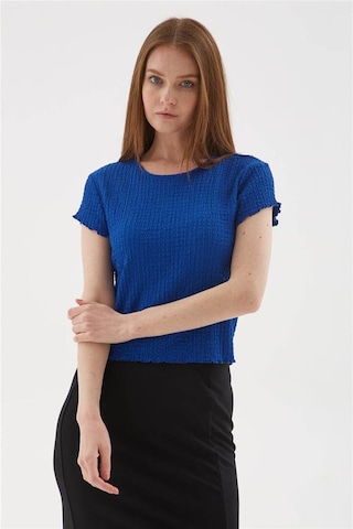 Fashion Friends 25y0234k1 Kadın Dokulu Bluz Saks Mavi