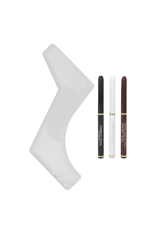 Maiyame Erkek Sakal Doldurma Kalemi Seti - 3 Renkli Rotatif Kalem + Beyaz Şekillendirici Tarak, Su Geçirmez, Doğal Görünüm, Sakal Kontur Aracı