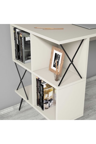 Variant Variant Extra Duvar Raflı Çalışma Masası - Krem