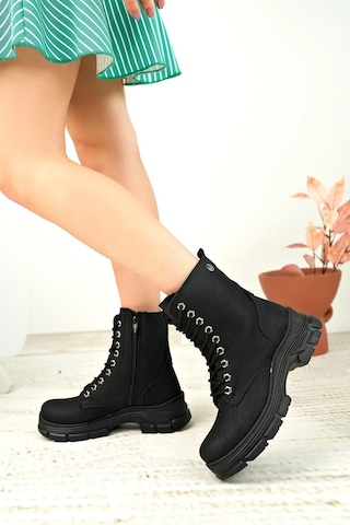 Nesil Shoes Nstar 208 Siyah Zümrüt Fermuarlı Kadın Bot-siyah Zümrüt Siyah - Zümrüt