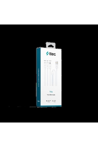 Ttec 2dk7521 Trio 3 In 1 Şarj Kablosu - Beyaz 1,2 Mt 3 Bir Arada Telefon/ Tablet Data Kablosu