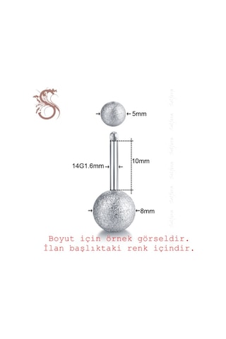 Roze Renk 8Mm Top Uçlu Çelik Muz Göbek Piercing P455D