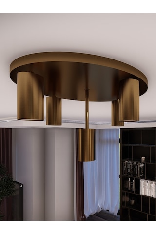 Miren Eskitme Sabit Başlıklı 5'li Spot Led Tavan Avizesi