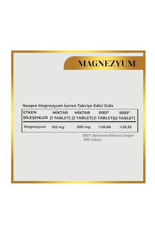 Neopro Magnezyum Sitrat Bisglisinat Ve Malat 60 Tablet Takviye Edici Gıda