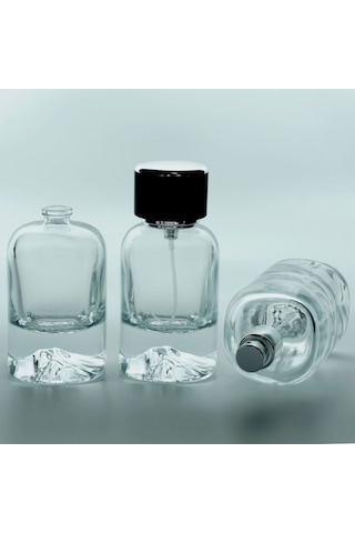 20 Adet Boş Cam Parfüm Şişe, 50 Ml, Kare Mount Dağ Model, Şeffaf, Geçmeli, Bk