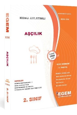 2. Sınıf Aşçılık Güz Dönemi 3. Yarıyıl Tüm Dersler Konu Anlatımlı Soru Bankası 234 / 9786057878816