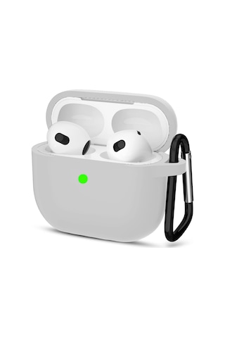 Airpods 3. Nesil İle Uyumlu Premium Lansman Serisi Kadife İç Astarlı Darbe Emici Silikon Kılıf Gri