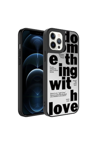Apple Uyumlu iPhone 12 Pro Max Uyumlu Aynalı Desenli Kamera Korumalı Parlak Zore Mirror Kılıf-love Love -