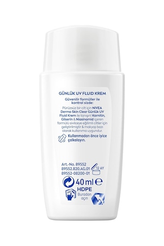 Tr Derma Skin Clear Sivilce Karşıtı Gündüz Yüz Kremi 40 Ml Matlaştırıcı Makyaj Bazı Karnitin Gliserin Niasina