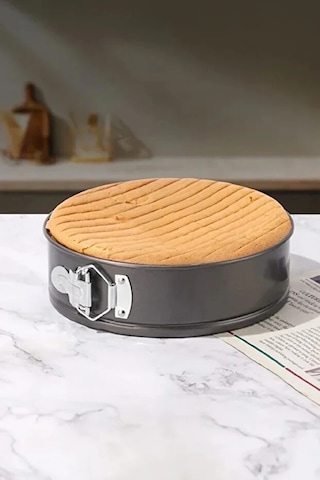 3lü Oval Kek Kalıbı Kelepçeli Gümüş Yanmaz Yapışmaz Teflon Döküm Kek Kalıbı Çıkarılabilir Tabanlı Ke Siyah