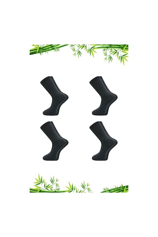 Kardeşler Çorap Erkek Bambu Soket Uzun Düz Füme Çorap Dikişsiz 4'lü Paket Füme - 584877611 Füme