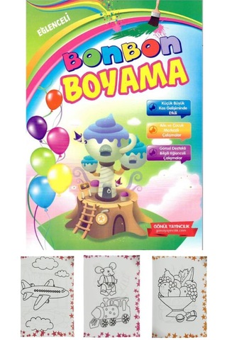 Boyama Kitabı Kalın 1 Adet 3-6 Yaşa Uygun Boyama Kitabı 64 Sayfa Çek Kopar Boya Bonbon Boyama Okul Öncesi Kreş Anasınıfı