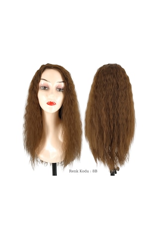 Peruk Ankara Fiber Sentetik Afro Su Dalgası Peruk Kumral No-8b