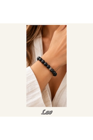 Lav Taşı Bileklik 8 Mm, Unisex, Elastik Çok Renkli