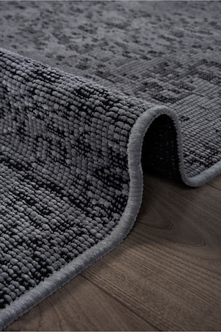 Badelya Home Gri Şönil Makinada Yıkanabilir Kaymaz Taban Saçaklı Pamuklu Halı Kilim Oturma Odası Salon Mutfak