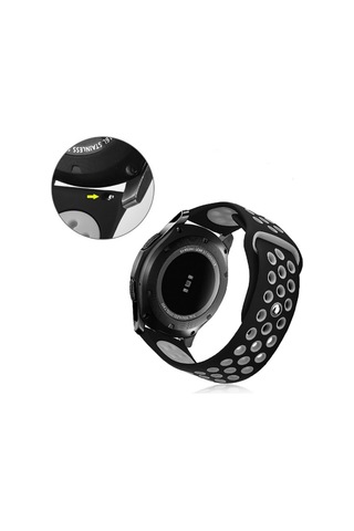 Samsung Galaxy Watch 42Mm (20Mm) Krd-02 Silikon Kordon-Siyah