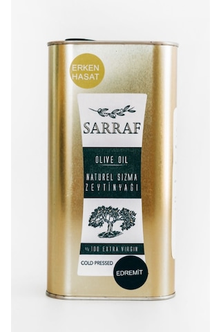 Sarraf Erken Hasat Soğuk Sıkım Naturel Sızma Zeytinyağı Teneke 1 L