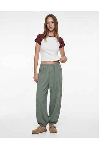 Koton Slim Fit Pamuklu Renk Bloklu Kısa Kollu Bisiklet Yaka Crop Tişört Pijama Üstü Beyaz 6wlk40269mk