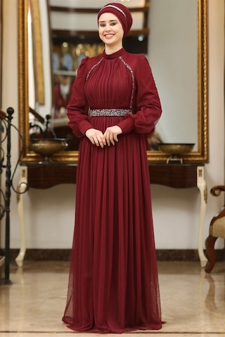 Esilanur Efsane Tesettür Abiye Bordo Bordo