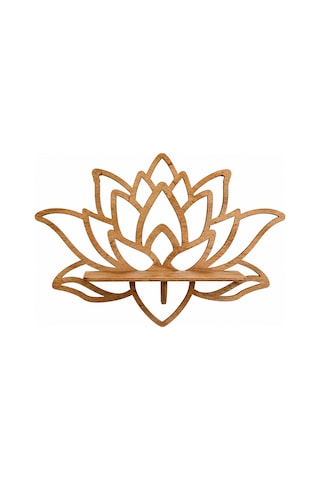 Lotus Tasarımlı Ahşap Duvar Rafı Kahverengi