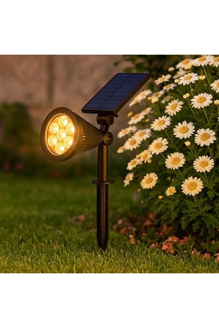 Solar Led Bahçe Armatürü Işık Güneş Enerjili Kazıklı Duvar Montajlı Çim Aydınlatma Lambası 7 Led Ip65 90 L Diğer
